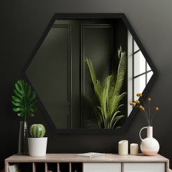 Lustro w aluminiowej ramie Hexagon Alu H Black