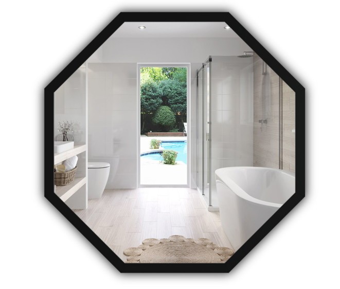 Lustro w aluminiowej ramie Octagon Alu Black - Zdjęcie 1