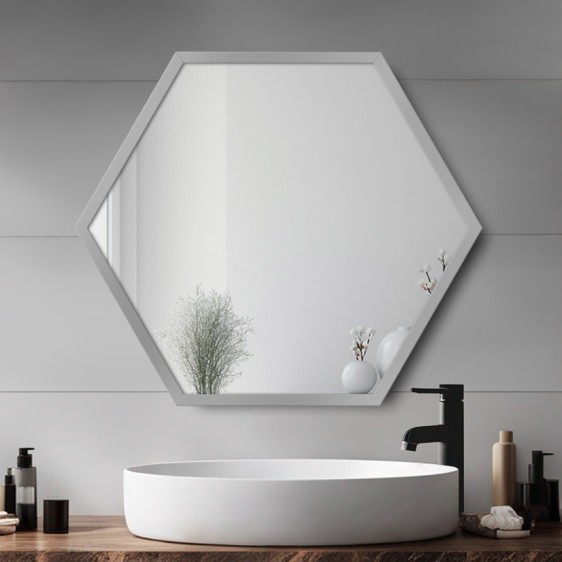Lustro w aluminiowej ramie Hexagon Alu H - Zdjęcie 7