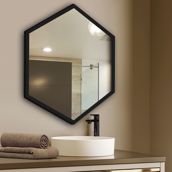 Lustro w aluminiowej ramie Hexagon Alu Black - Zdjęcie 7