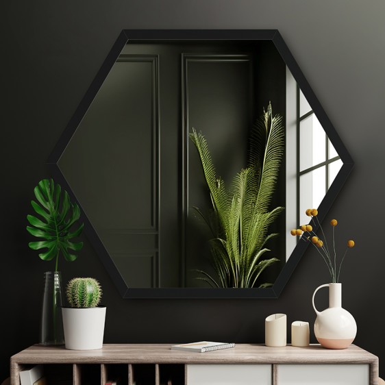 Lustro w aluminiowej ramie Hexagon Alu H Black - Zdjęcie 5
