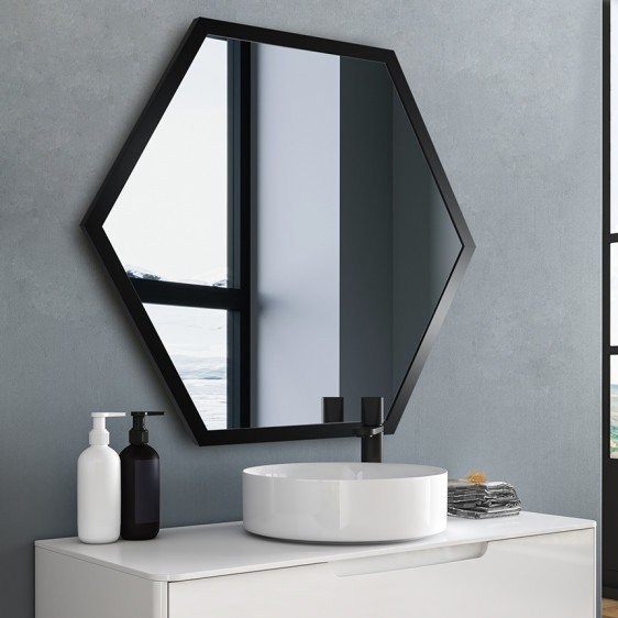 Lustro w aluminiowej ramie Hexagon Alu H Black - Zdjęcie 6